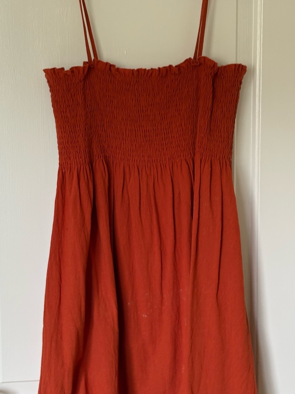 Rust Button-Front Smocked Sundress - Women - Picture 3 of 4